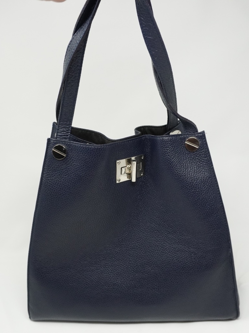 Vera Pelle Italian Leather Navy Blue Purse